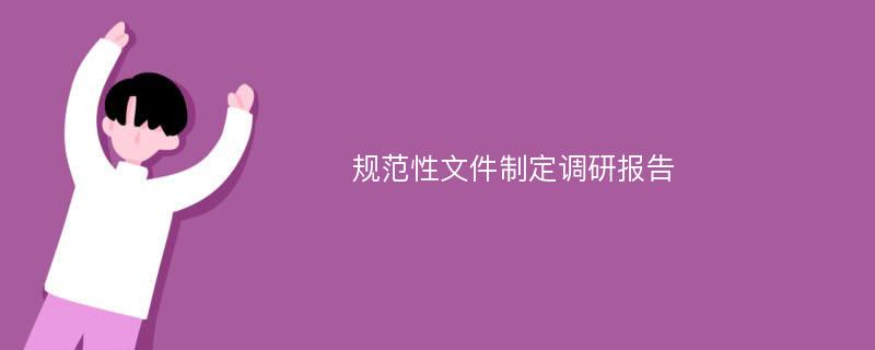 规范性文件制定调研报告